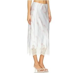 LOVESHACKFANCY Malina silky midi Skirt - Wavecrest Blue Large